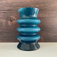 Aseda Swedish Blue Hooped Glass Vase Petrol Turquoise 1960s 1970s Retro