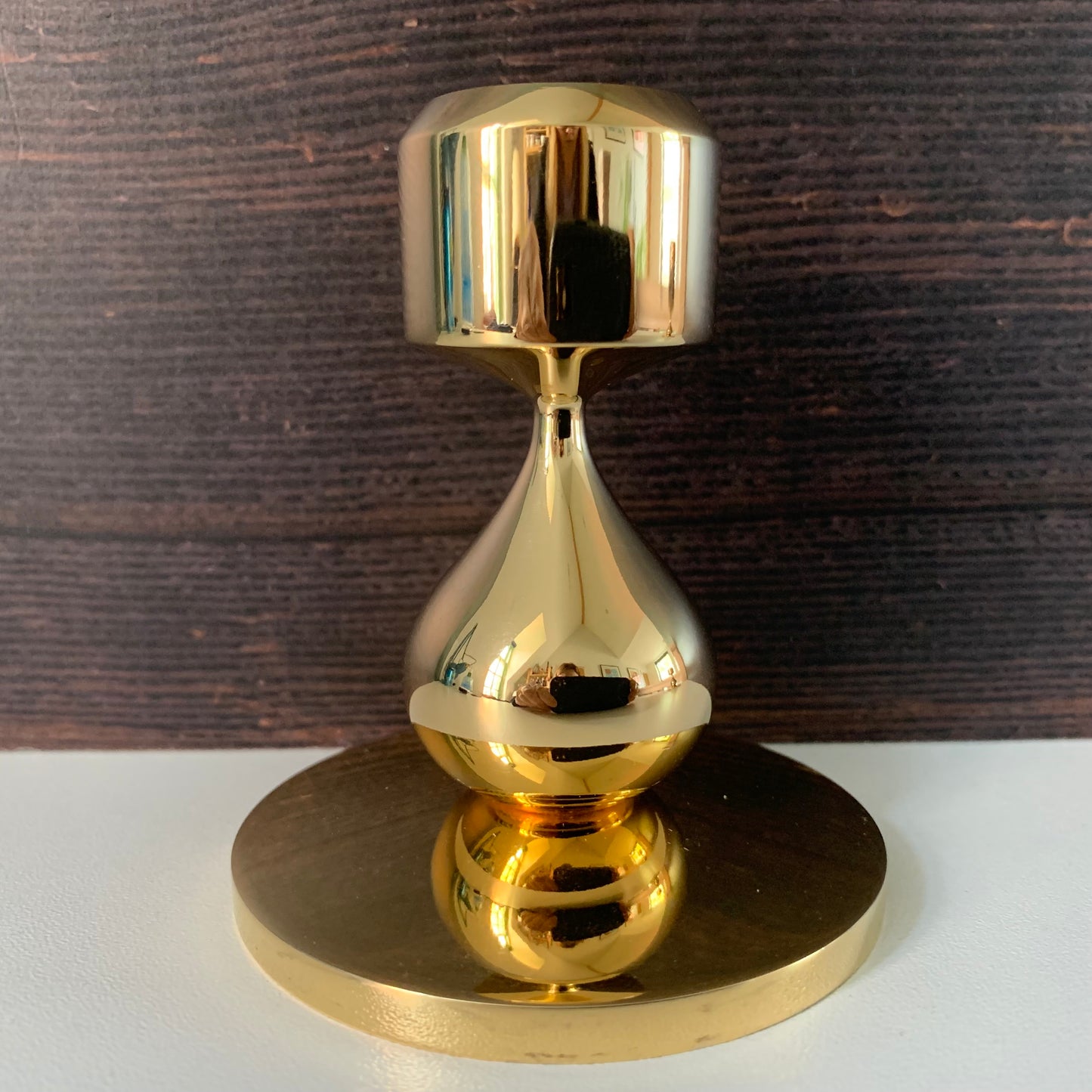 Asmussen 1 Drop Danish Gold Plated Candle Stick Holder 1970s Hamlet