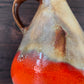 Mid Century Orange German Fat Lava Glaze Ceramic Jug Vase 1960s 1970s