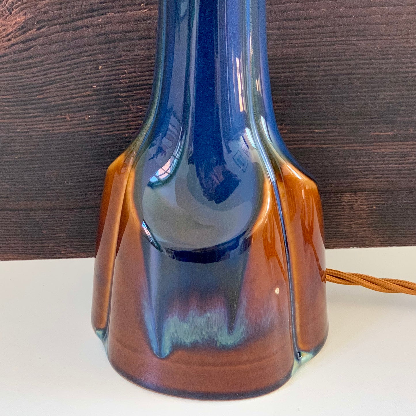 Soholm Pottery Blue Amber Danish Table Lamp Vintage 1960s Retro 940