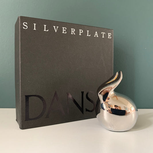 Dansk Silver Bunny Rabbit Paperweight Boxed Danish Designs Gifts Office Work Job Presents Retro