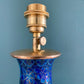 Large Turquoise Mid Century Chinese Cloisonne Copper Table Lamp