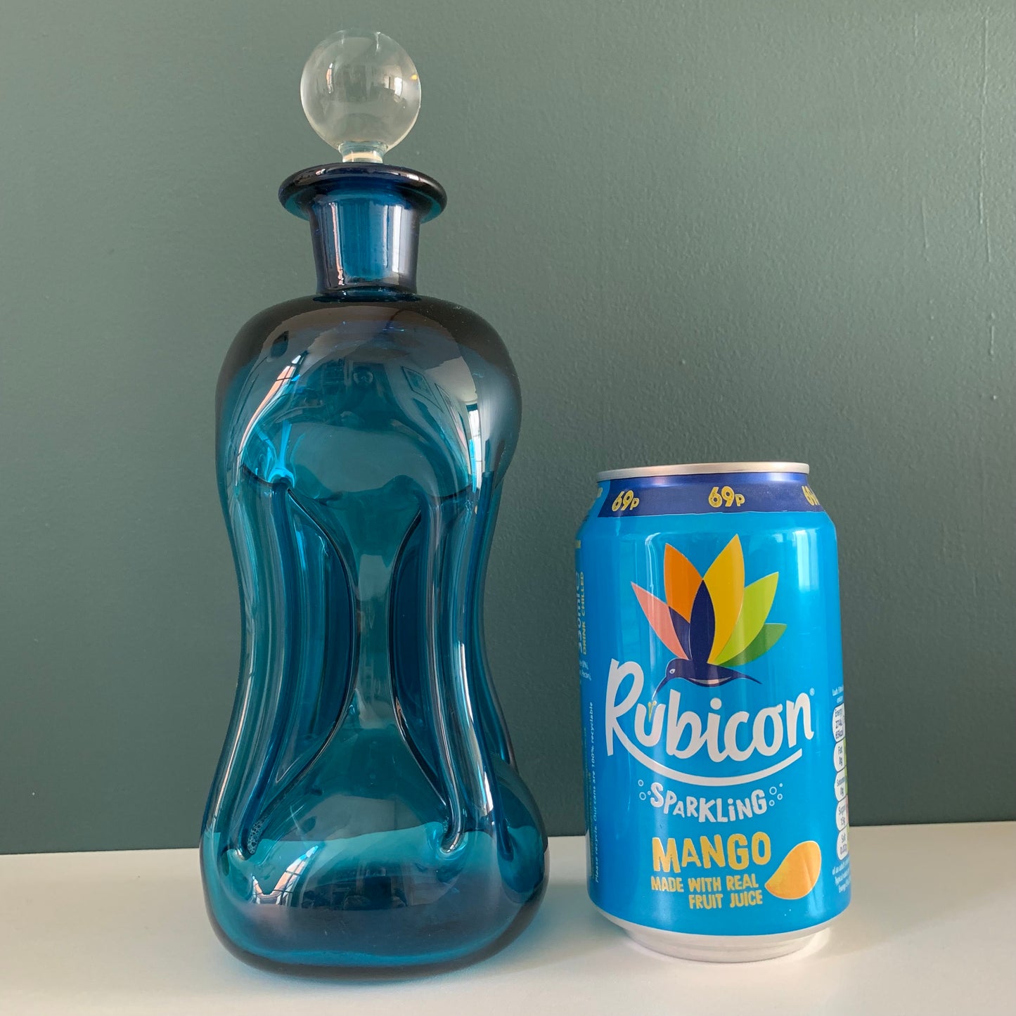 Holmegaard Danish Kluk Glug Teal Blue Glass Bottle Gifts Turquoise