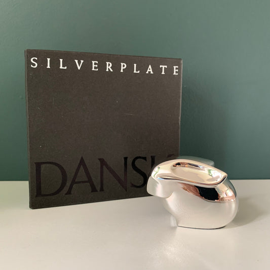 Boxed Dansk Designs Silver Bunny Rabbit Paperweight Danish Swedish Gifts Office Work Job Presents