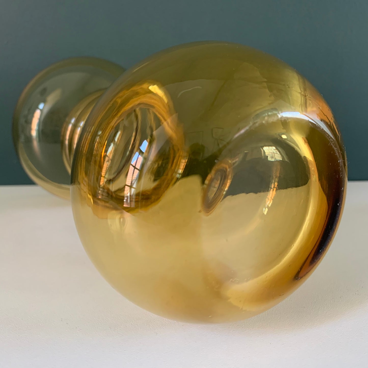 Vintage Riihimaki Finnish Amber Yellow Carmen Glass Vase 1960s 1970s Scandinavian