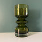 Riihimaki Olive Green Glass Vase 1960s 1970s 1472 Khaki Avocado Style Finnish Retro