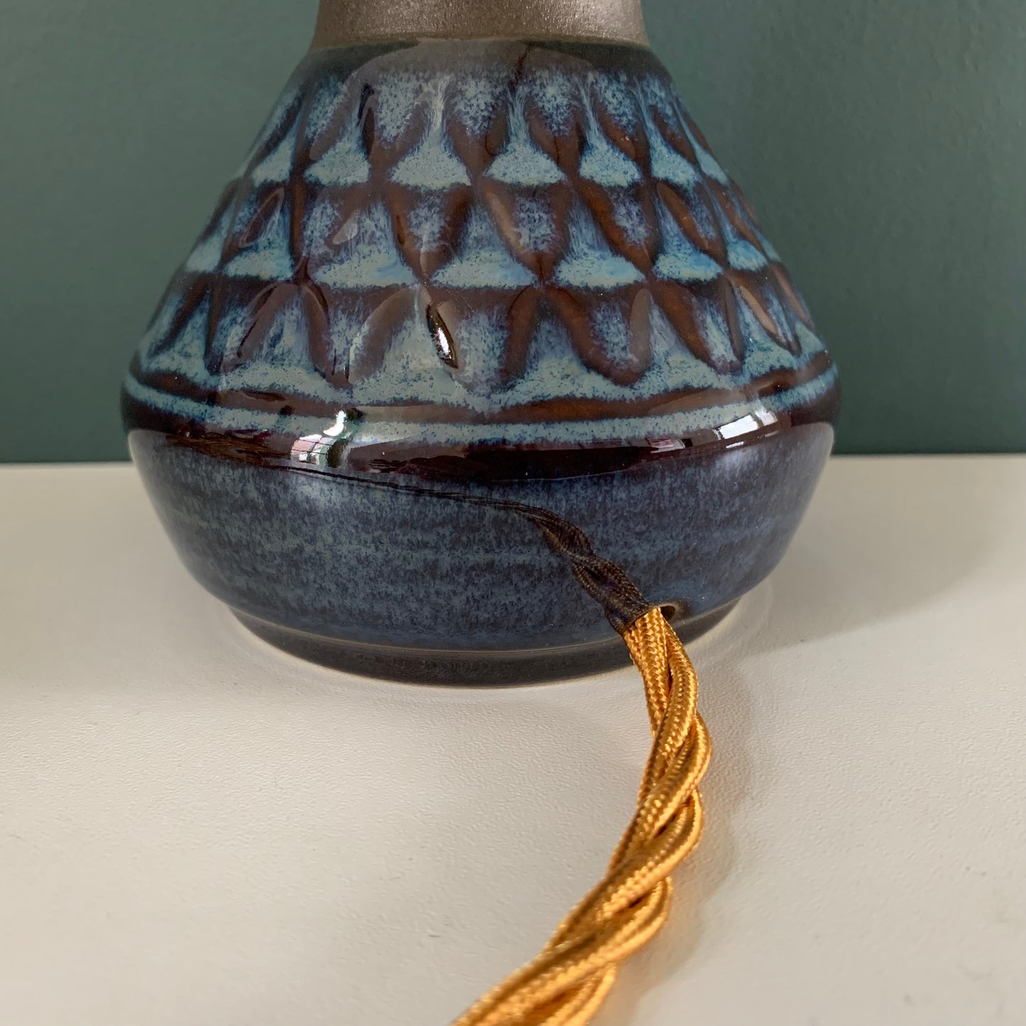 Soholm Pottery Blue Granite Danish Table Lamp Vintage 1960s 3323