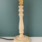 Vintage Cream Wood British Candle Stick Table Lamp 1980s