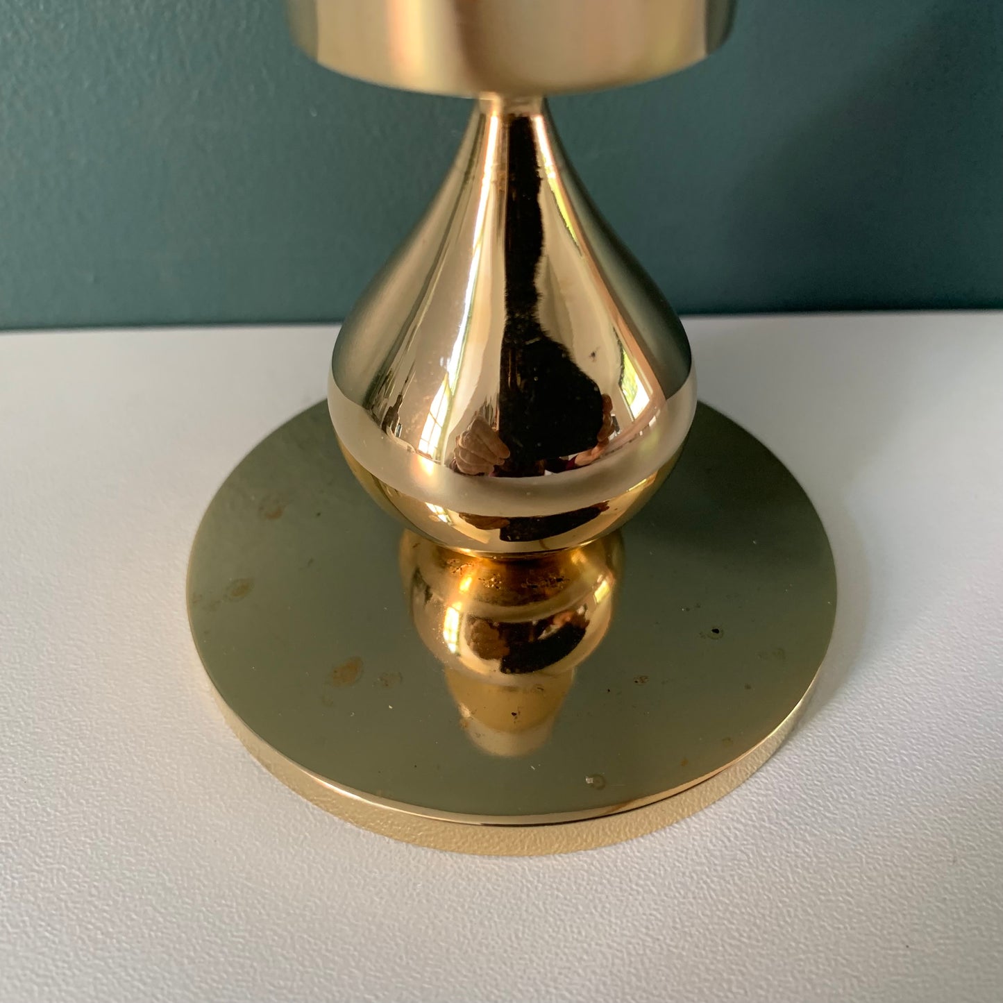 Asmussen 1 Drop Danish Gold Plated Candle Stick Holder 1970s Hamlet
