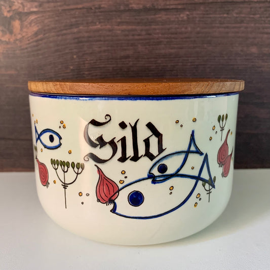 Vintage Knabstrup Danish Teak Lidded Ceramic Herring Dish Scandinavian Pottery