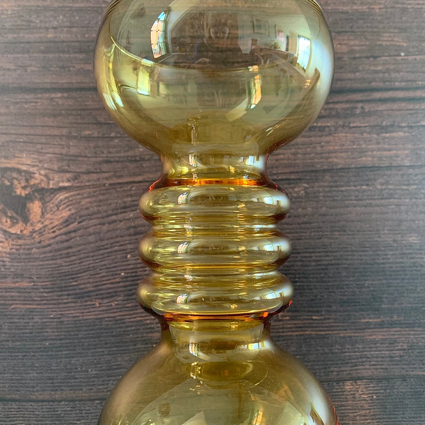 Vintage Riihimaki Finnish Amber Yellow Carmen Glass Vase 1960s 1970s Scandinavian