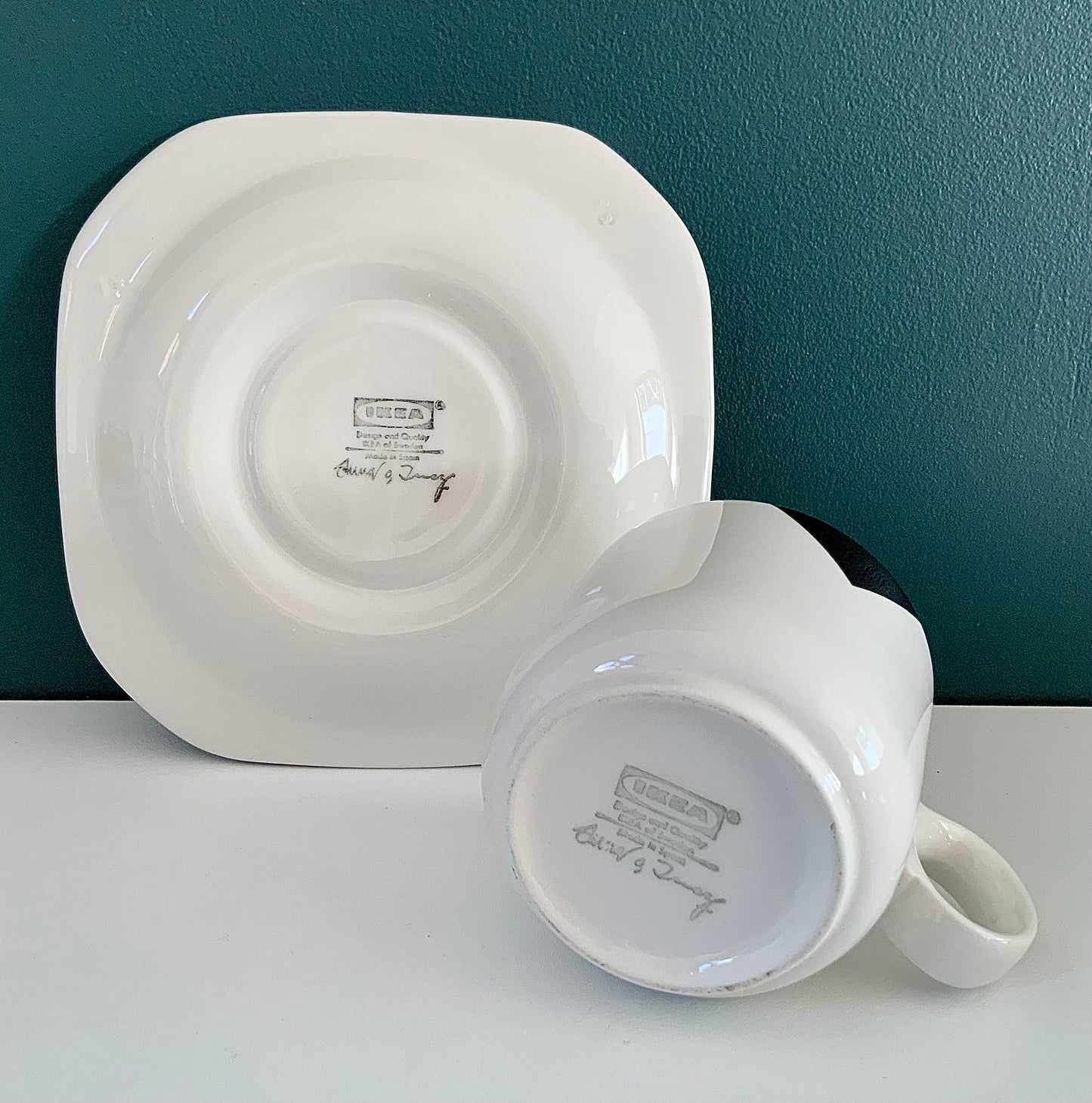 Vintage IKEA Black & White Tea/Coffee Cups & Saucers