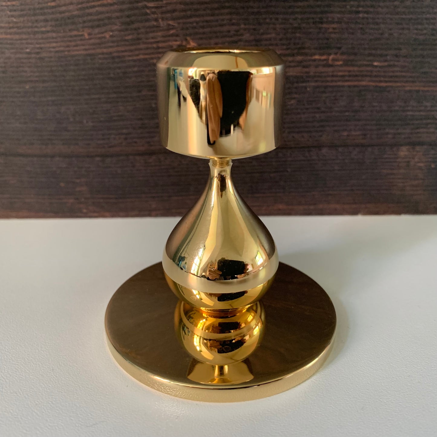 Asmussen 1 Drop Danish Gold Plated Candle Stick Holder 1970s Hamlet