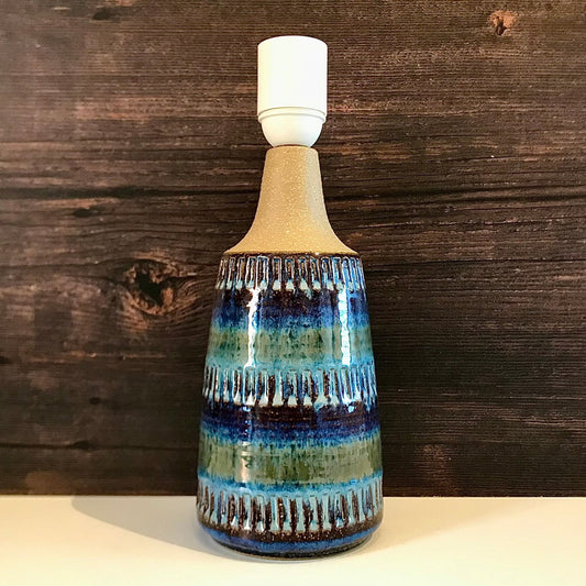 Soholm Blue Green Danish Ceramic Table Lamp Vintage 1960s Retro Boho Scandi AM