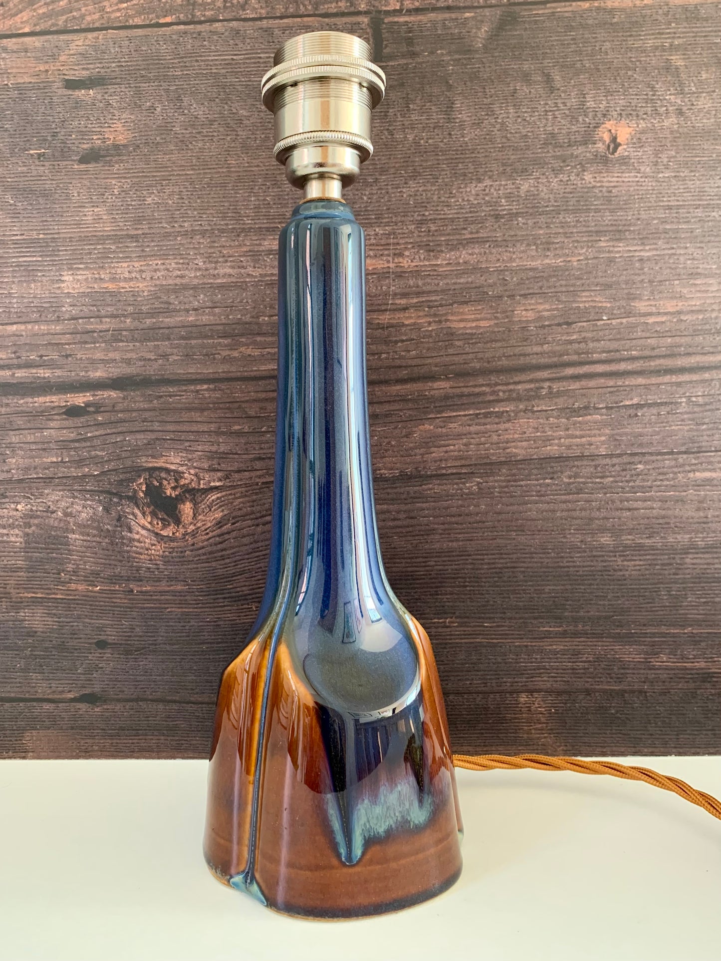 Soholm Pottery Blue Amber Danish Table Lamp Vintage 1960s Retro 940