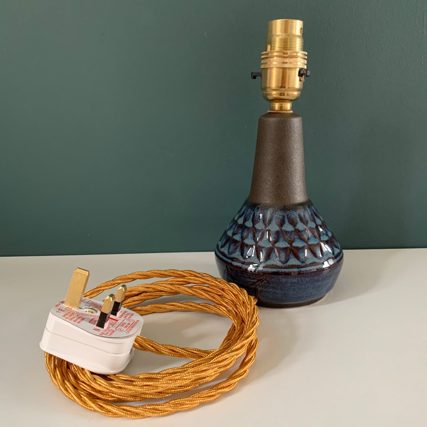 Soholm Pottery Blue Granite Danish Table Lamp Vintage 1960s 3323