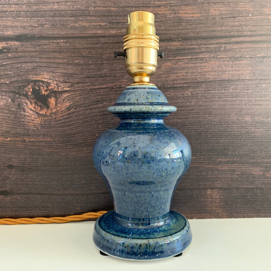 Vintage Royal Doulton Blue Sheerlite Ceramic Table Lamp 1960s English British