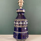Mid Century Italian Cobalt Blue Silver Pottery Table Lamp Bitossi Ceramic 1960s 1970s