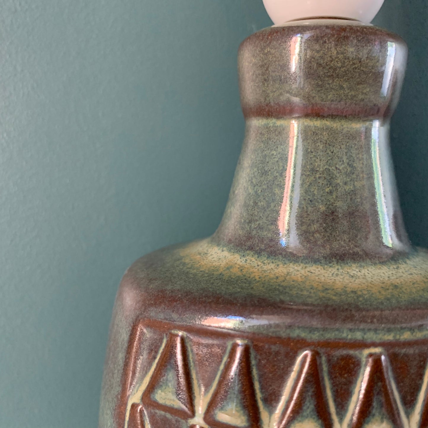 Mid Century Soholm Pottery Blue Green Danish Table Lamp 1960s Retro Scandinavian 1036