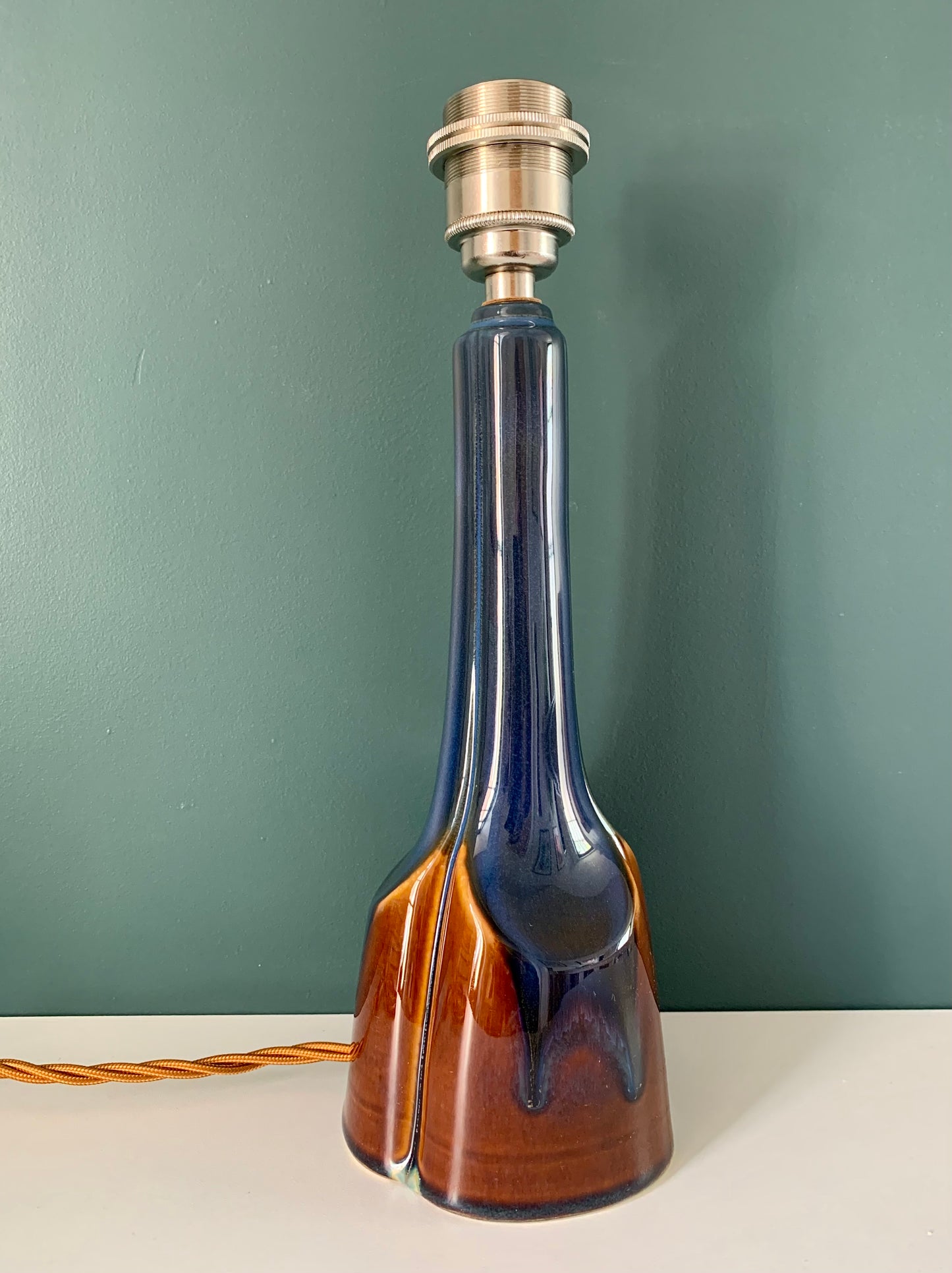 Soholm Pottery Blue Amber Danish Table Lamp Vintage 1960s Retro 940