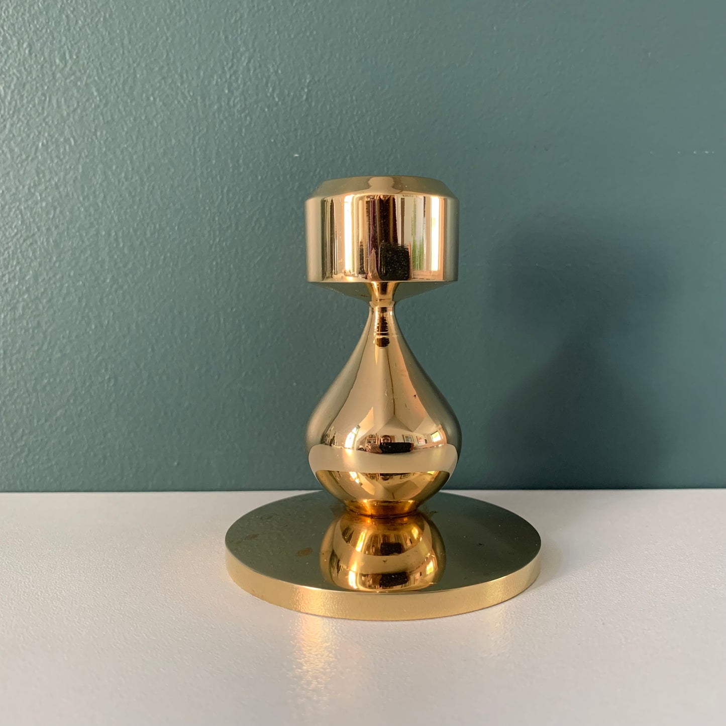 Asmussen 1 Drop Danish Gold Plated Candle Stick Holder 1970s Hamlet