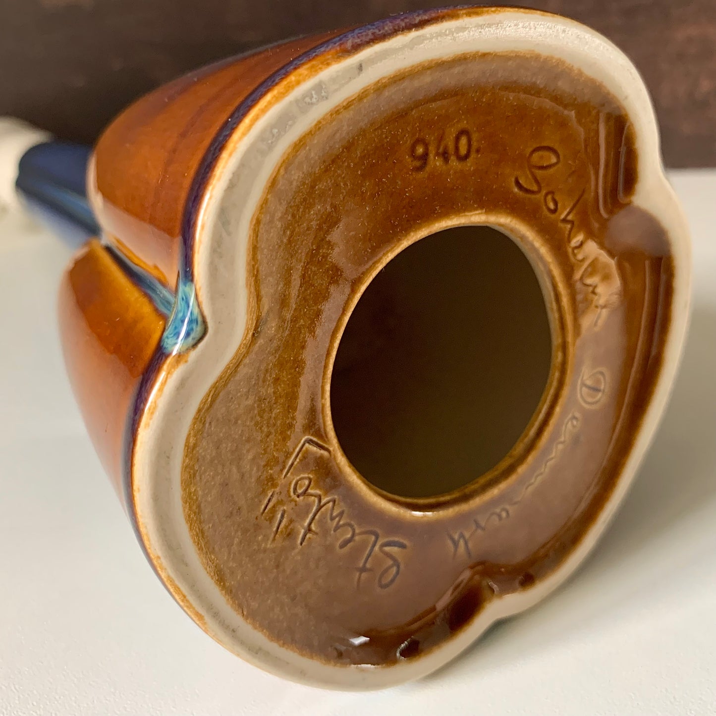 Soholm Pottery Blue Amber Danish Table Lamp Vintage 1960s Retro 940