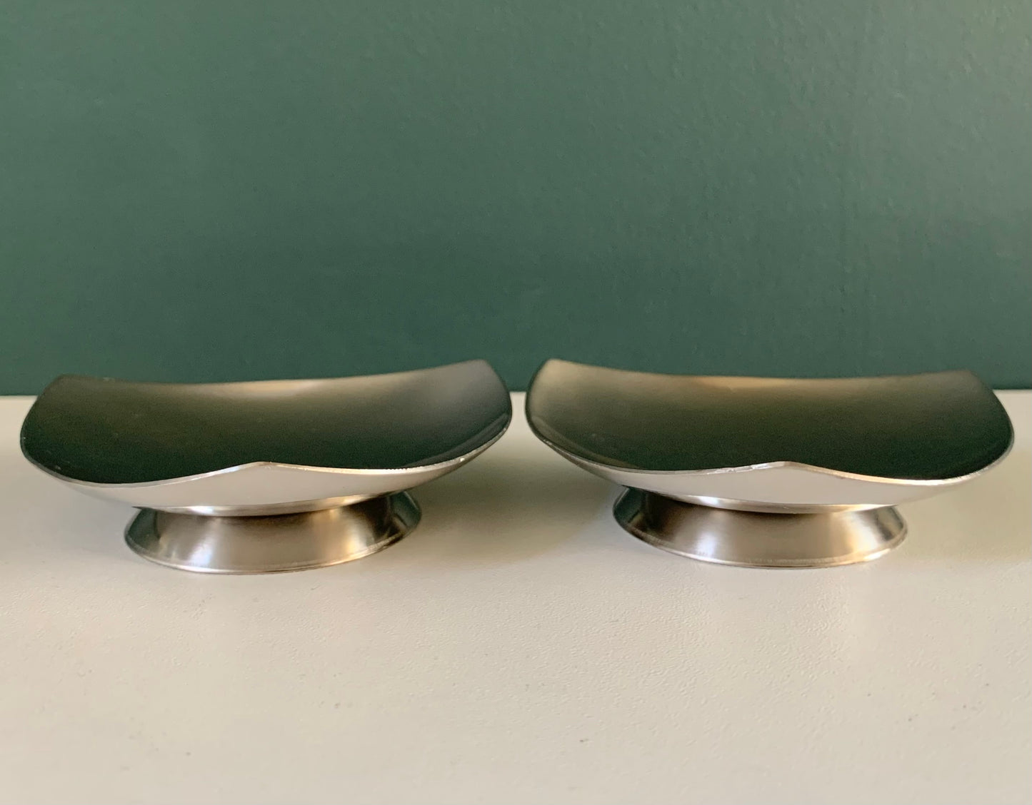Vintage Stelton Danish Steel Triangle Tealight Candle Holders Votive Modernist 1970s
