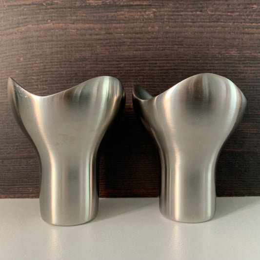 Georg Jensen Bloom Steel Candle Holders (Pair) Danish Design