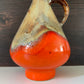 Mid Century Orange German Fat Lava Glaze Ceramic Jug Vase 1960s 1970s
