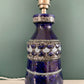 Mid Century Italian Cobalt Blue Silver Pottery Table Lamp Bitossi Ceramic 1960s 1970s