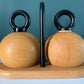 Bodum Nissen Danish Ball Boy Salt Pepper Mills & Stand Set Wood Quistgaard Era