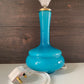 Mid Century Empoli Italian Teal Blue Turquoise Hooped Glass Table Lamp