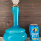 Mid Century Empoli Italian Teal Blue Turquoise Hooped Glass Table Lamp