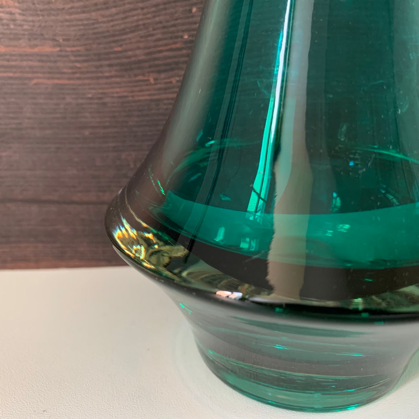 Riihimaki Turquoise Glass Vase Finnish 1379 1960s 1970s Rocket Atomic