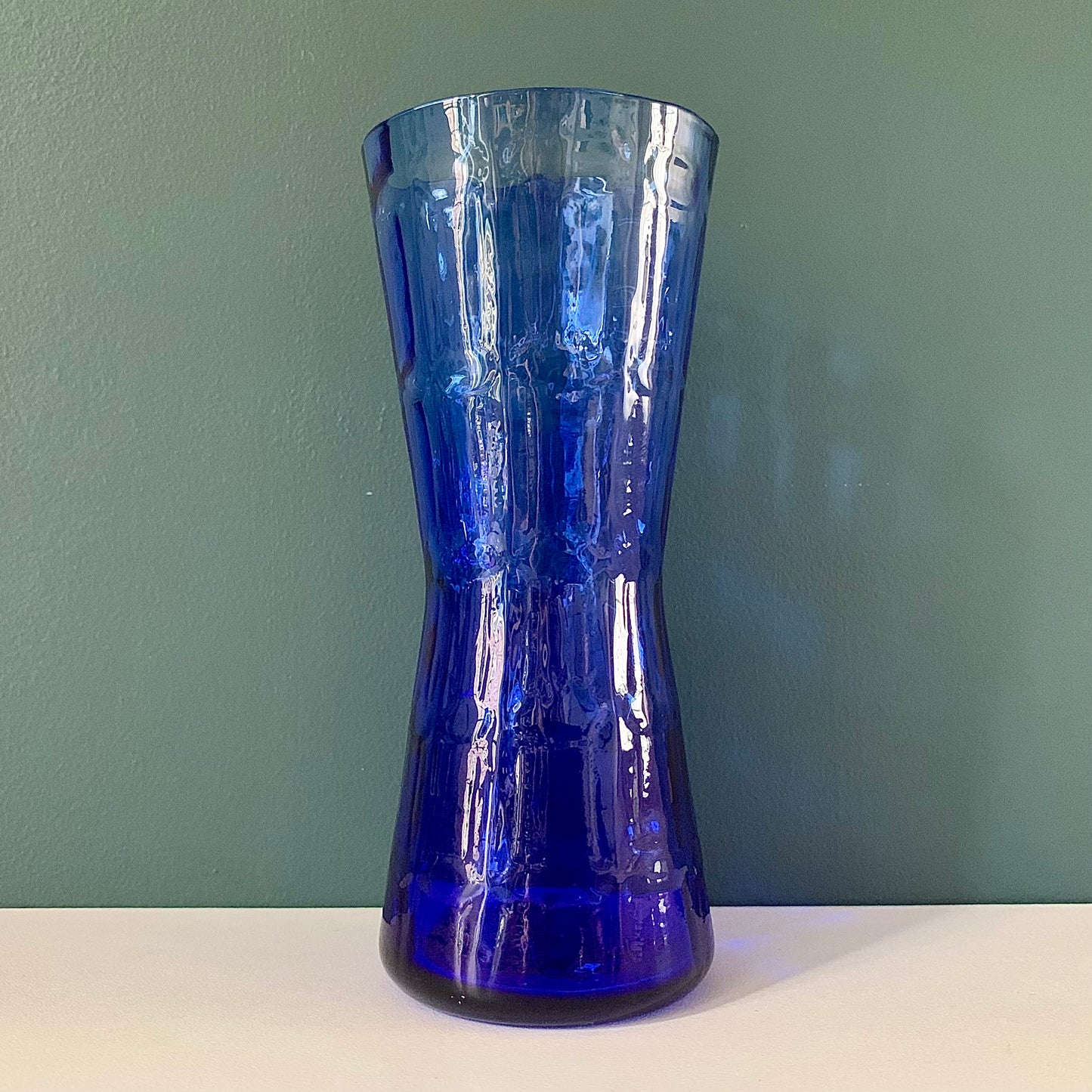 Alsterfors Swedish Blue Glass Vase 1960s 1970s Vintage Retro Scandinavian