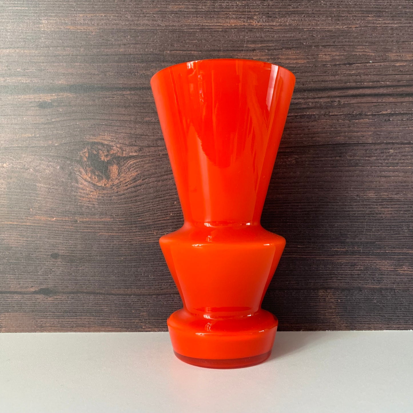 Lindshammar Swedish Orange Hooped Glass Vase 1960s 1970s Vintage Retro Scandinavian