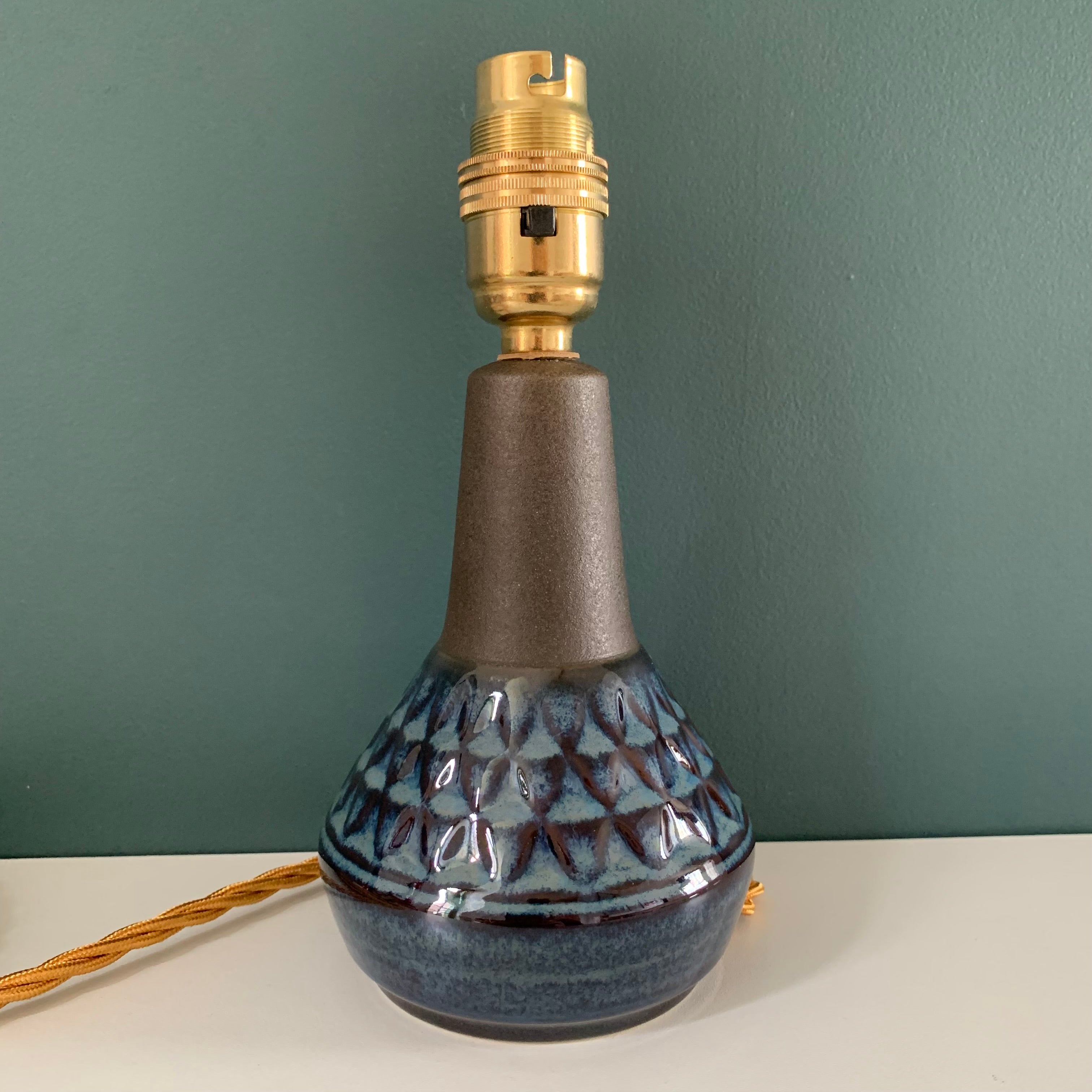 Soholm Pottery Blue Granite Danish Table Lamp Vintage 1960s 3323