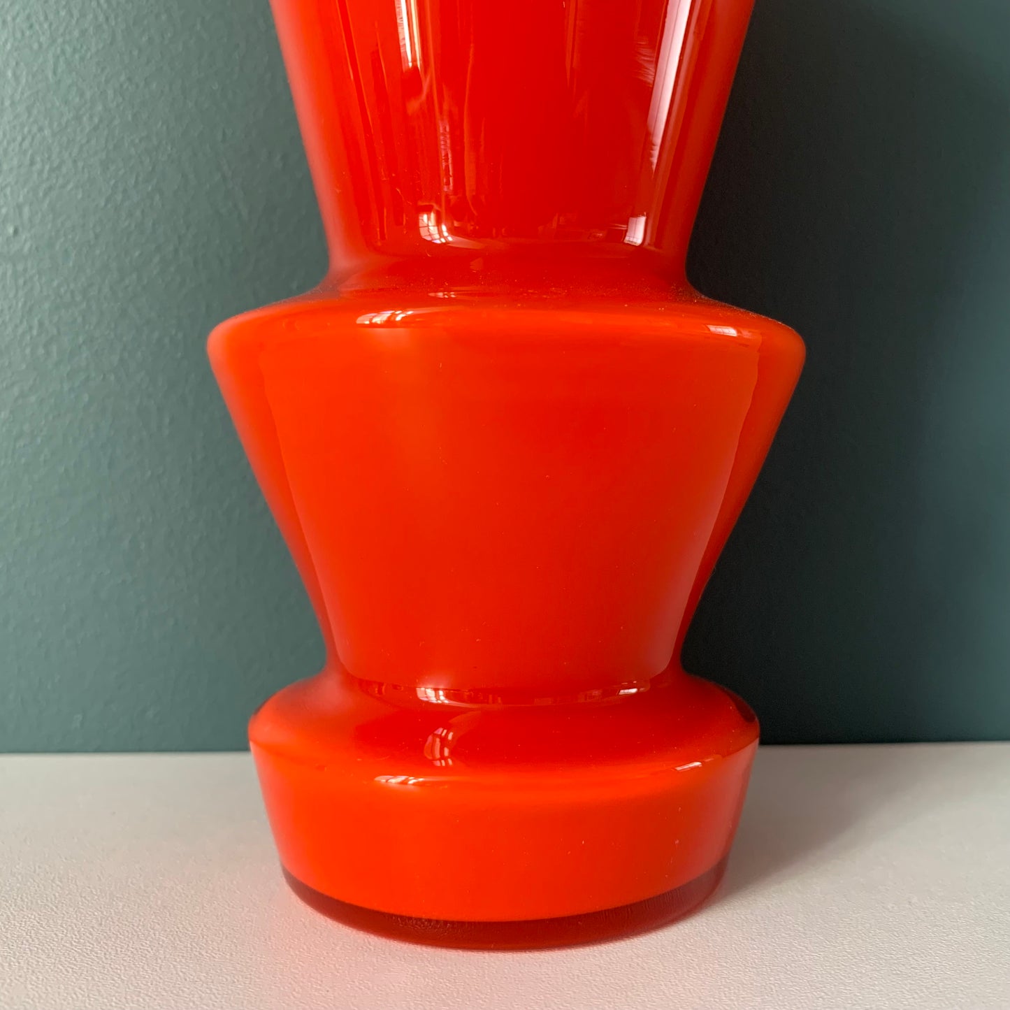 Lindshammar Swedish Orange Hooped Glass Vase 1960s 1970s Vintage Retro Scandinavian