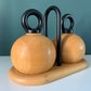 Bodum Nissen Danish Ball Boy Salt Pepper Mills & Stand Set Wood Quistgaard Era