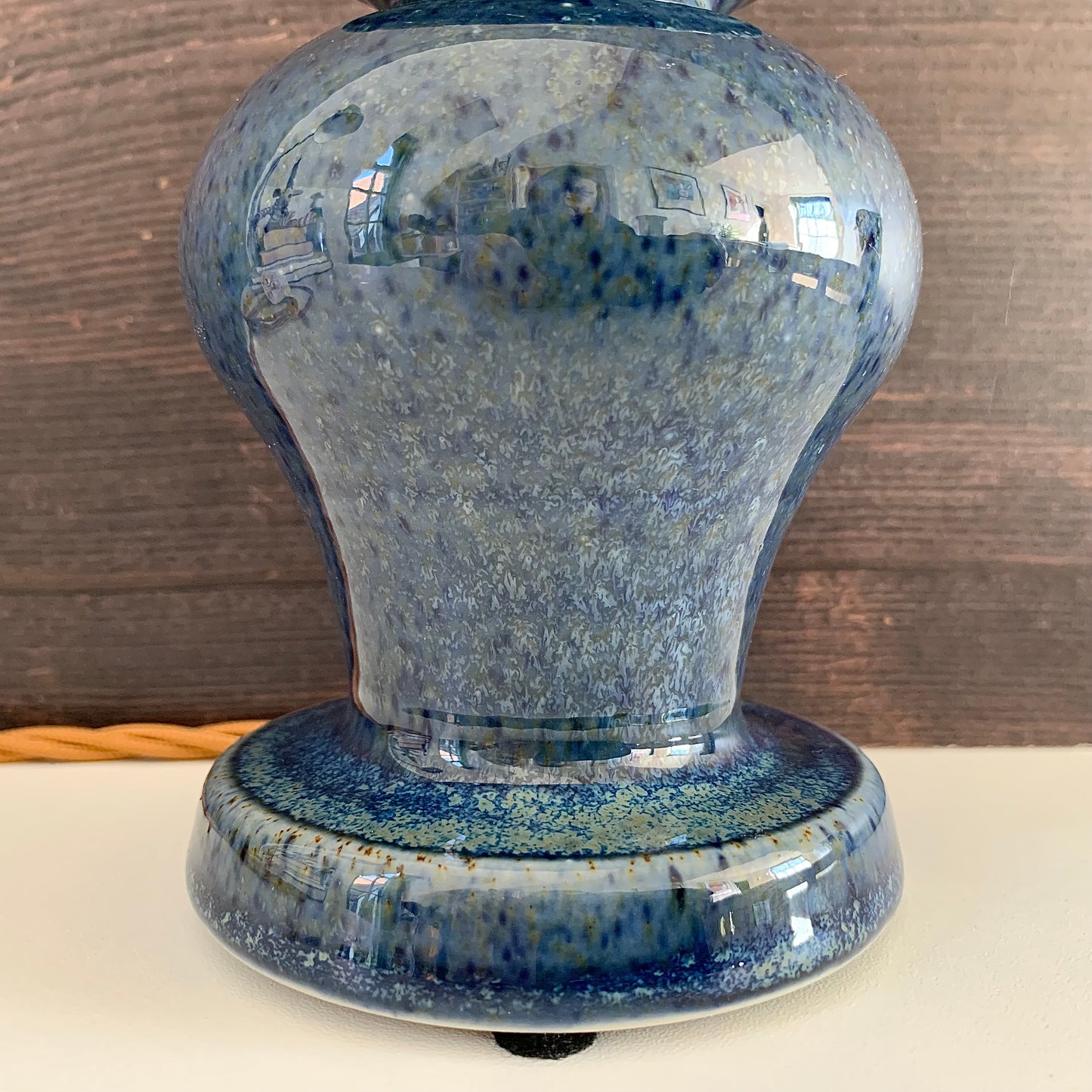 Vintage Royal Doulton Blue Sheerlite Ceramic Table Lamp 1960s English British