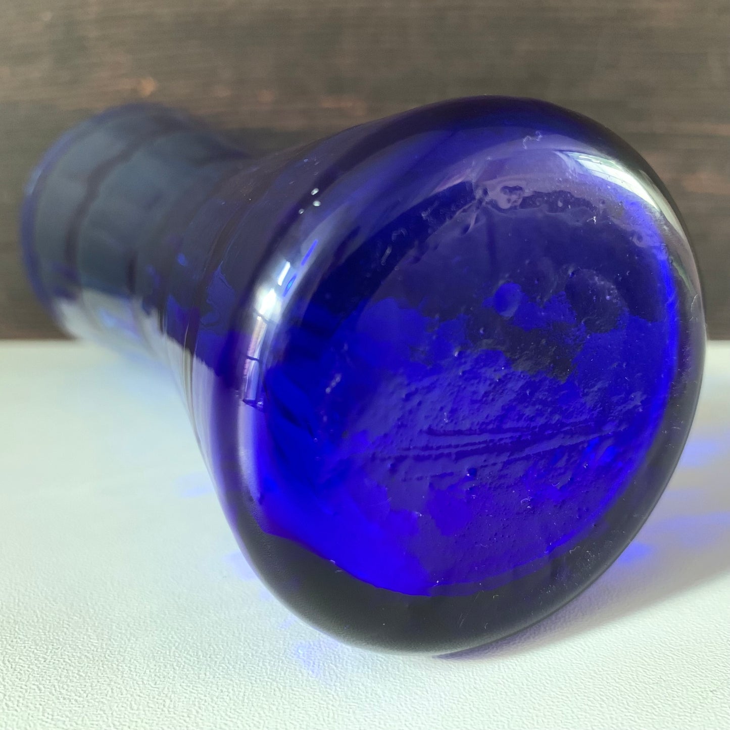 Alsterfors Swedish Blue Glass Vase 1960s 1970s Vintage Retro Scandinavian