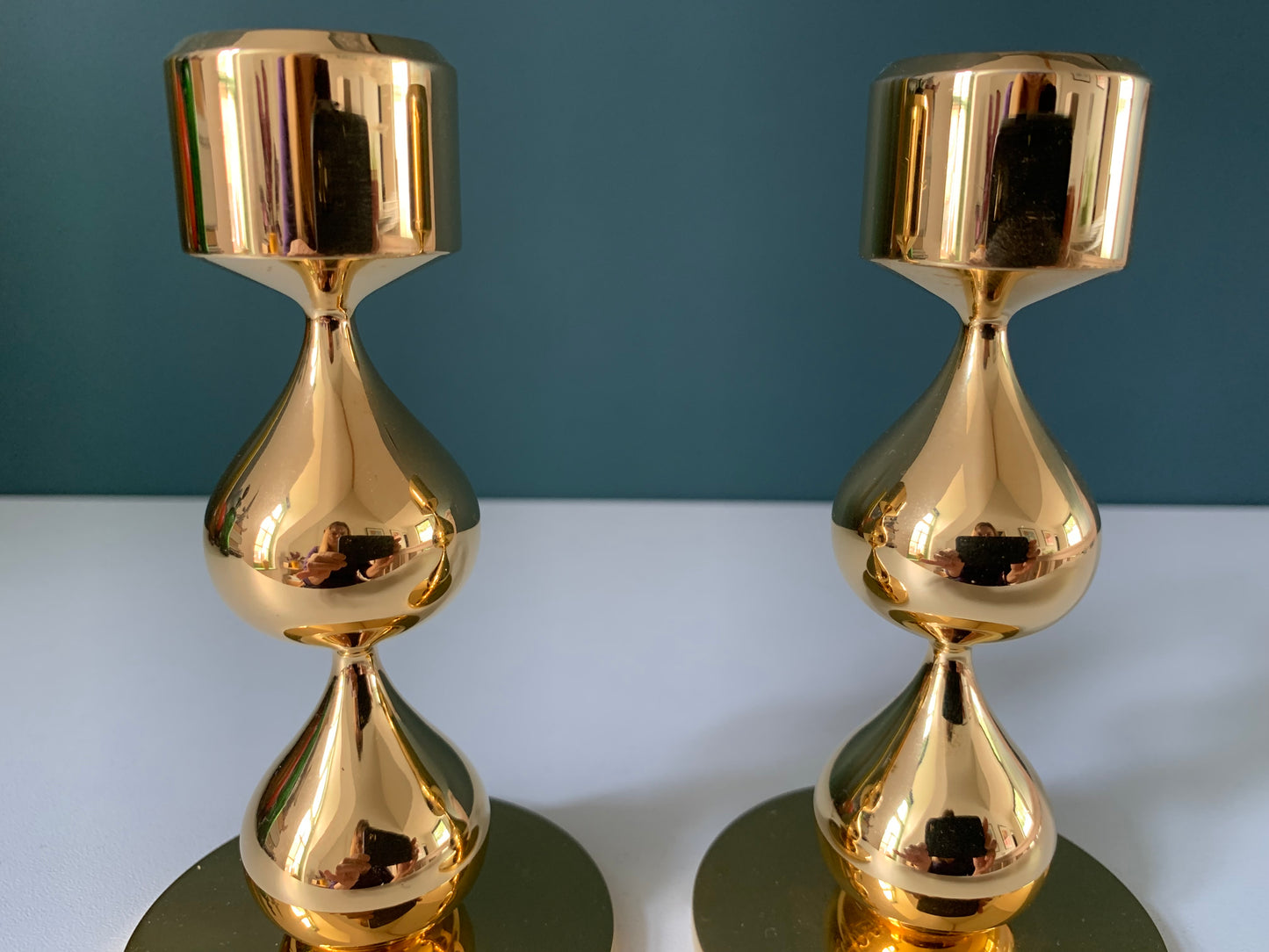 Asmussen 2 Drop Danish Gold Plated Candle Stick Holder 1970s Hamlet