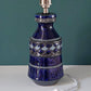 Mid Century Italian Cobalt Blue Silver Pottery Table Lamp Bitossi Ceramic 1960s 1970s