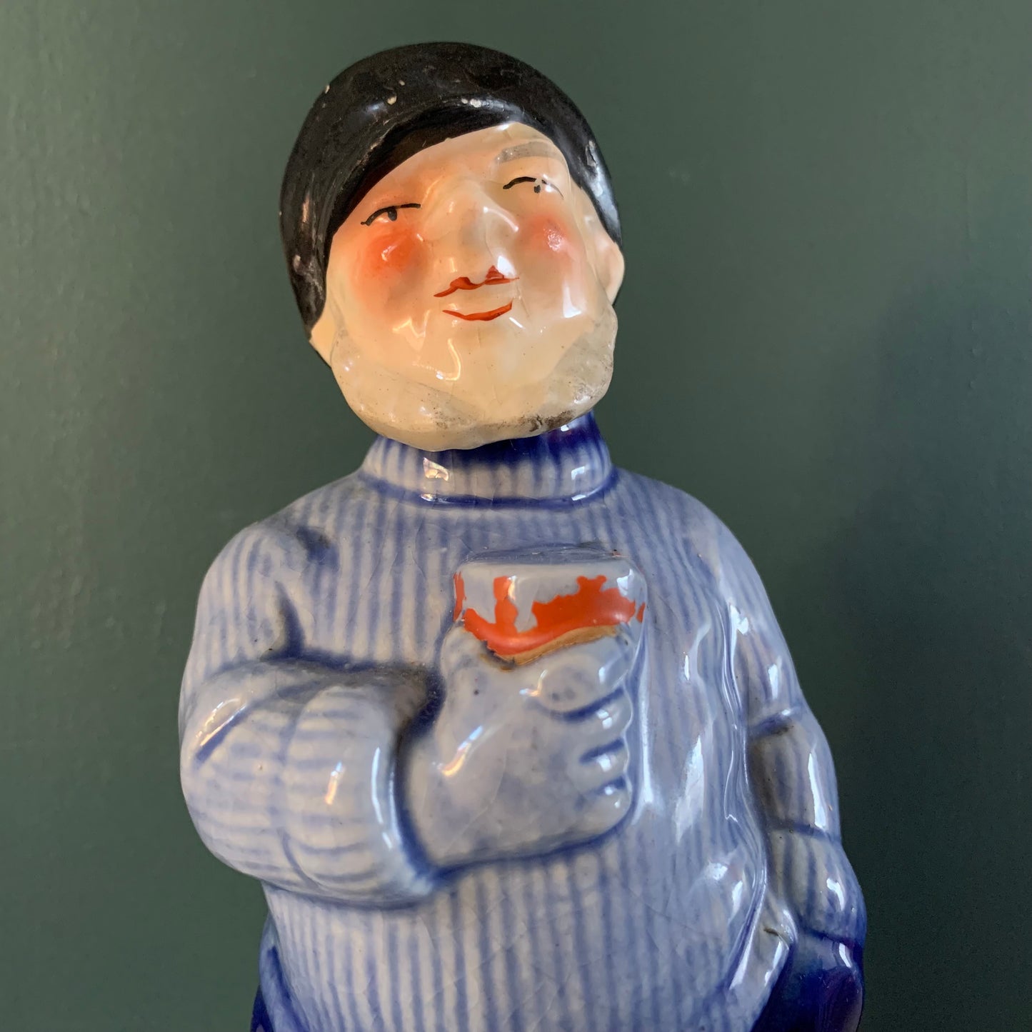 Vintage Ceramic Sailor Fisherman Decanter Bottle Hip Flask