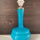Mid Century Empoli Italian Teal Blue Turquoise Hooped Glass Table Lamp