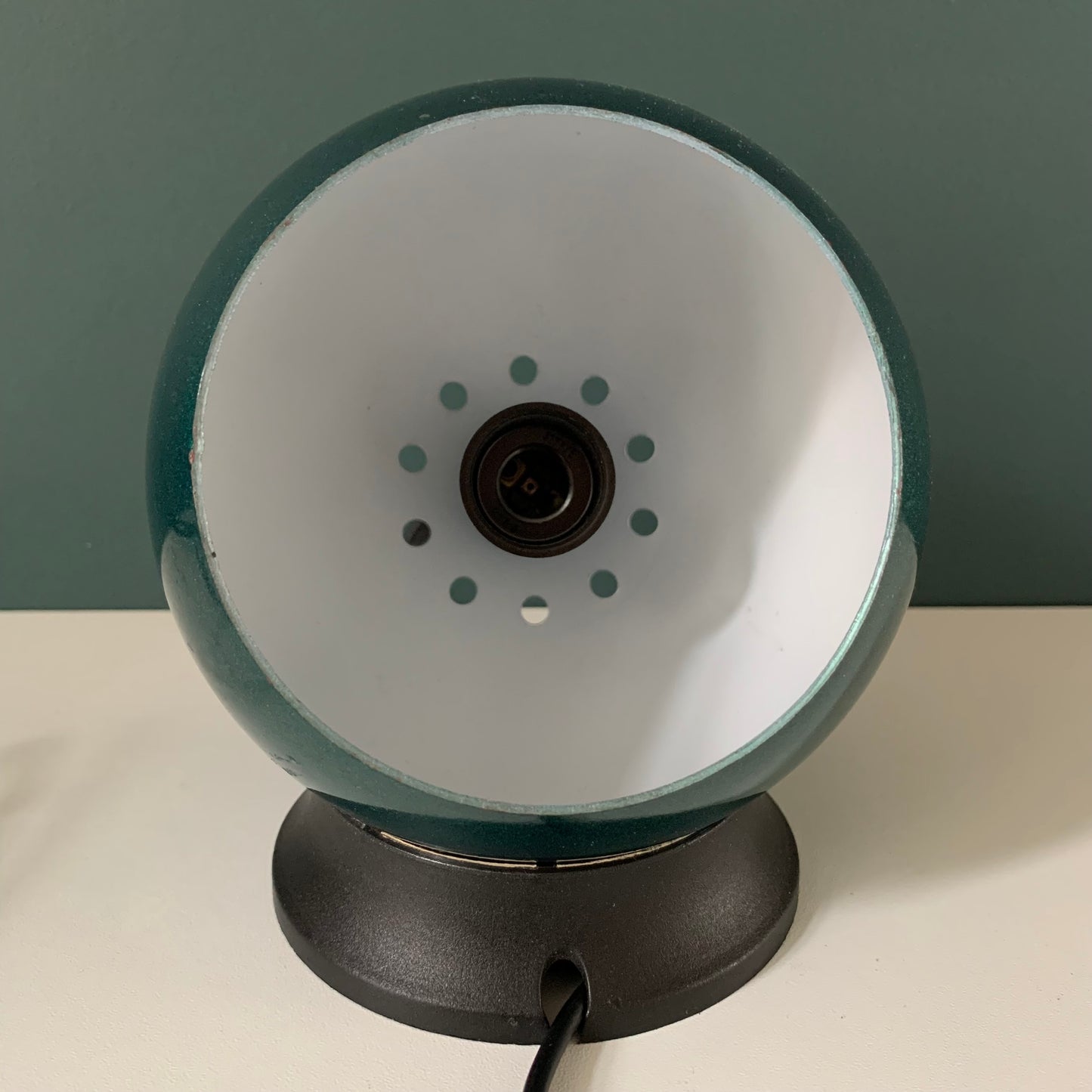 Swedish Metallic Green Ball Table Lamp 1970s Retro Light Atomic Era Frandsen