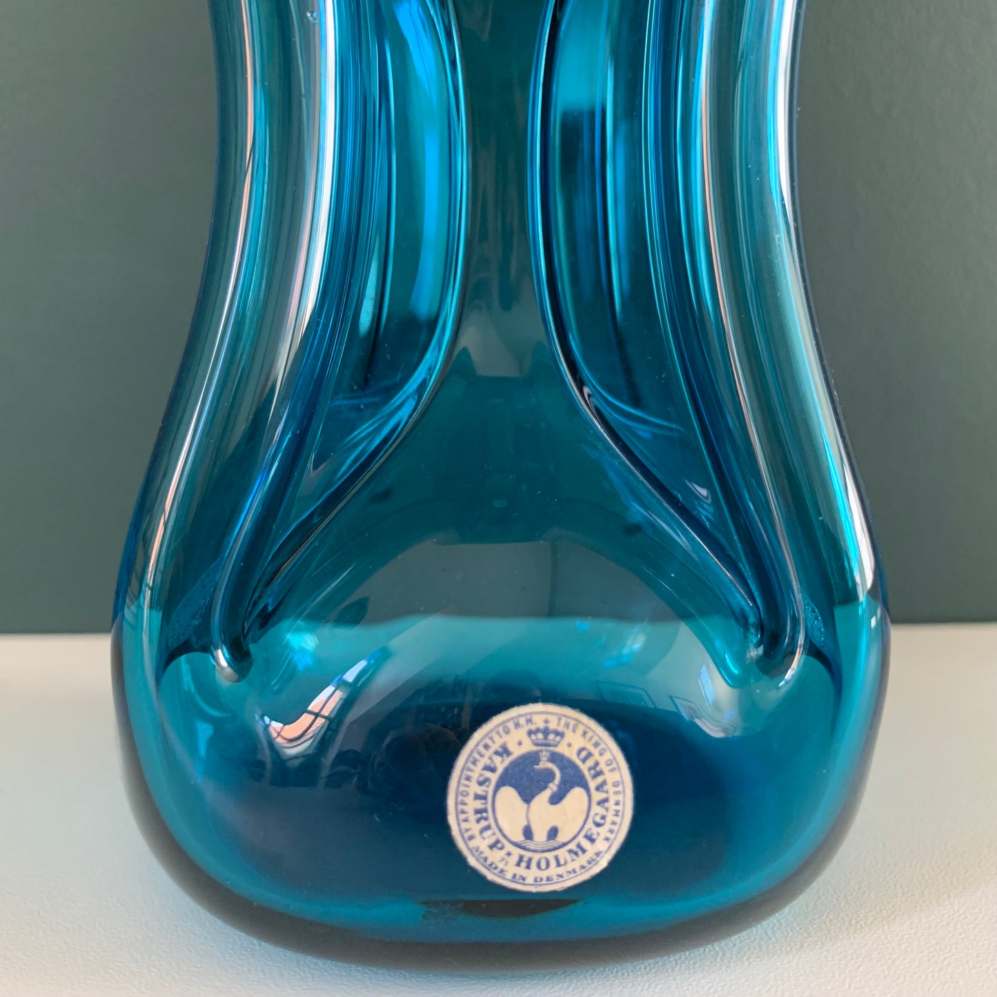 Holmegaard Danish Kluk Glug Teal Blue Glass Bottle Gifts Turquoise