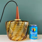 Mid Century Danish Swedish Amber Glass Teak Pendant Ceiling Lamp Scandinavian Light