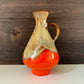 Mid Century Orange German Fat Lava Glaze Ceramic Jug Vase 1960s 1970s