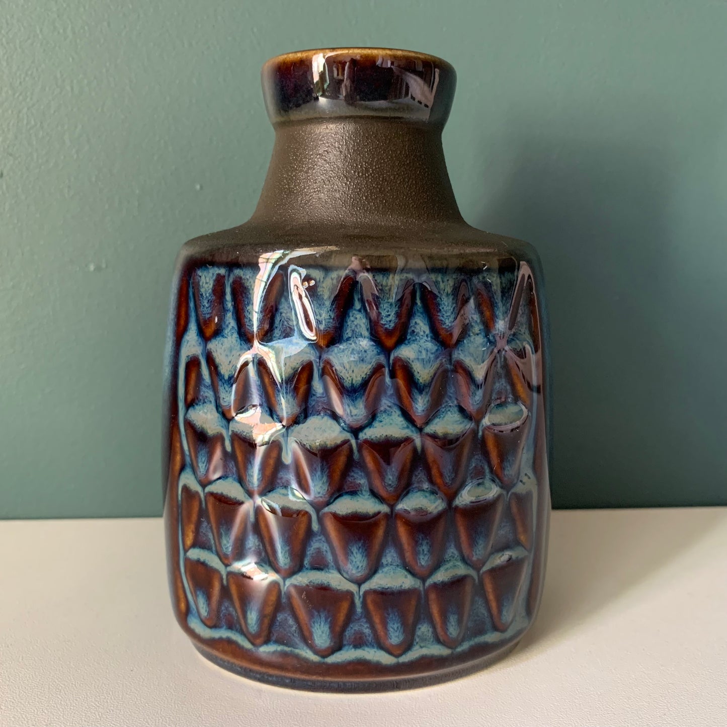 Soholm Pottery Blue Danish Ceramic Vase Vintage 1960s Retro Scandinavian 3322